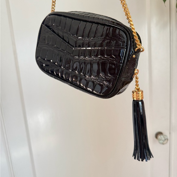 Yves Saint Laurent Black Croc-Embossed Crossbody Camera Bag Mini - Picture 4 of 10